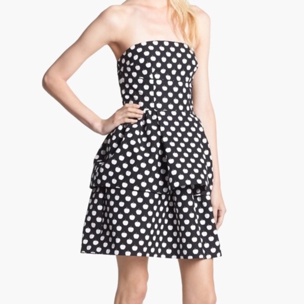 Kate Spade Strapless Teddy Apple Print Dress NWT